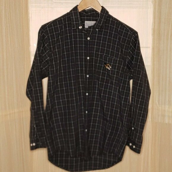 Campus Specialties Mens Black White Check Long Sleeve Button Down Medium - Picture 1 of 6